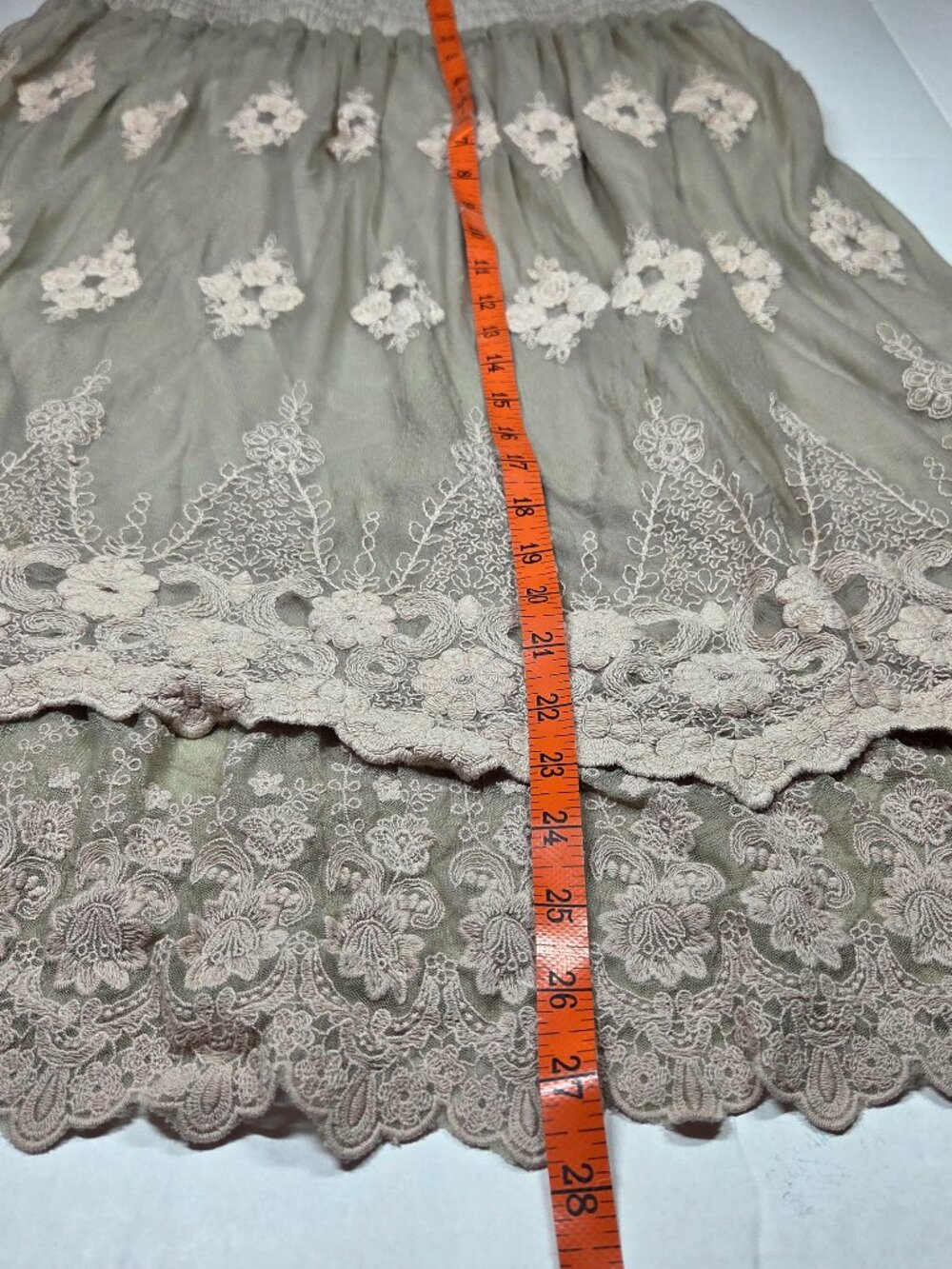 Indigo Soul Womens XL Floral Fairy Lace Embroidered A-Line Lined Skirt - Picture 6 of 9